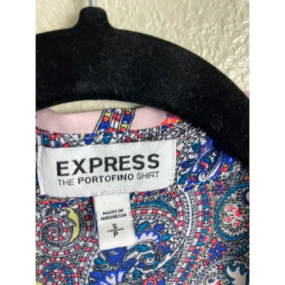 Express The Portofino Shirt Paisley Long Sleeve Button Up Top size Small Boho - Picture 3 of 16